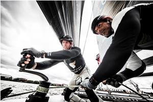 On board Oman Air with Pete Greenhalgh and Nasser Al Mashari - Extreme Sailing Series™ - 31st July 2016 photo copyright Lloyd Images taken at  and featuring the  class