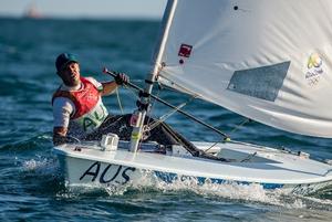 Tom Burton (AUS) in the Laser Men on Day 6 at the Rio 2016 Olympic Sailing Competition photo copyright Sailing Energy / World Sailing taken at  and featuring the  class