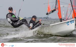 Crockett and Morton enjoying the big wind - Day 3 - 2016 29er Worlds Medemblik photo copyright Matias Capizzano http://www.capizzano.com taken at  and featuring the  class