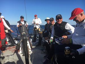 Charlie Spence (red cap) - birthday cake with the Triton crew - 2016 Land Rover Sydney Gold Coast Yacht Race photo copyright Courtesy Triton taken at  and featuring the  class