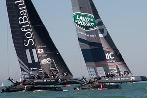 Land Rover BAR and Softbank Team Japan - America’s Cup World Series Portsmouth - Race Day 1, July 23, 2016 photo copyright Ingrid Abery http://www.ingridabery.com taken at  and featuring the  class