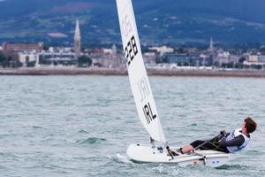 Ireland's Daniel Raymond from the National Yacht Club competing in the opening race in the KBC Laser Radial World Championships being hosted by the Royal St. George Yacht Club and Dun Laoghaire Harbour.
 photo copyright David Branigan - Oceansport.ie taken at  and featuring the  class