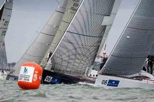Francois Goubau's Moana (Flanders North Sea), Gilles Prietz's Goa (France Blue) battle with Andrew Hurst's Stamina (France Red) on Day One of the Brewin Dolphin Commodores' Cup photo copyright  Paul Wyeth / RORC taken at  and featuring the  class