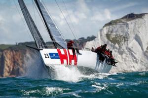Andrew Williams' Ker 40 Dan, Israel (Keronimo) lead the fleet out of the Solent in the Round the Isle of Wight Race - Brewin Dolphin Commodores' Cup - 29 July, 2016 photo copyright  Paul Wyeth / RORC taken at  and featuring the  class