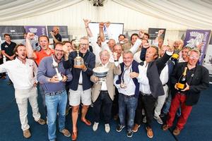 France Blue celebrate victory in the 2016 Brewin Dolphin Commodores' Cup - 2016 Brewin Dolphin Commodores' Cup Final Day photo copyright  Paul Wyeth / RORC taken at  and featuring the  class