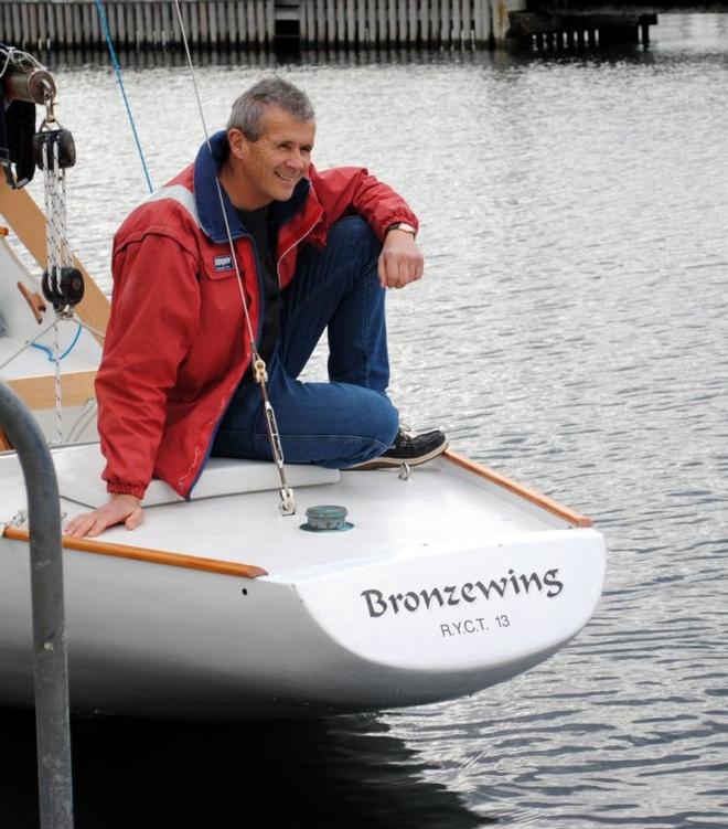 Derek Adams, current owner and restorer of the class sloop Bronzewing – RYCT Winter Series ©  Peter Campbell