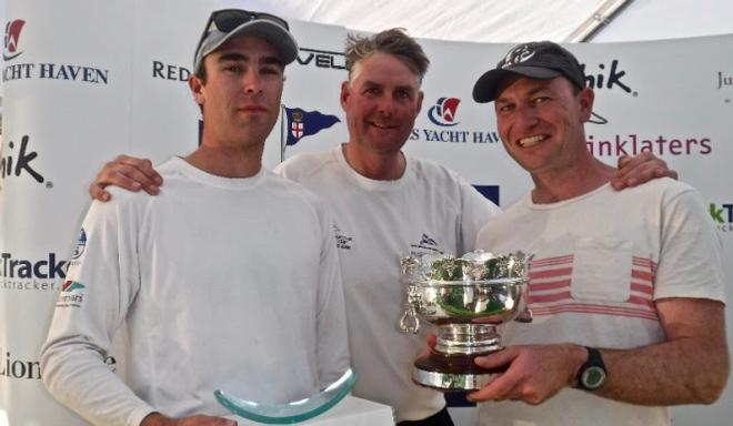 The New Zealand team racing Feng Shui of Andrew Wills, Anatole Masfen and Matthew Kelway,  has won the 2016 Etchells Open European Championship ©  Louay Habib