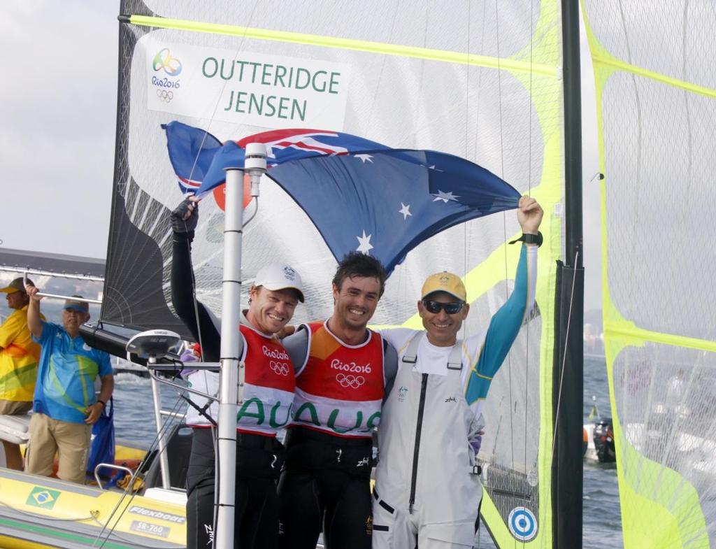 Silver for Nathan Outteridge and Iain Jension (AUS) in the Men's 49er class at the Rio 2016 Olympic Sailing Competition photo copyright Sailing Energy/World Sailing taken at  and featuring the  class