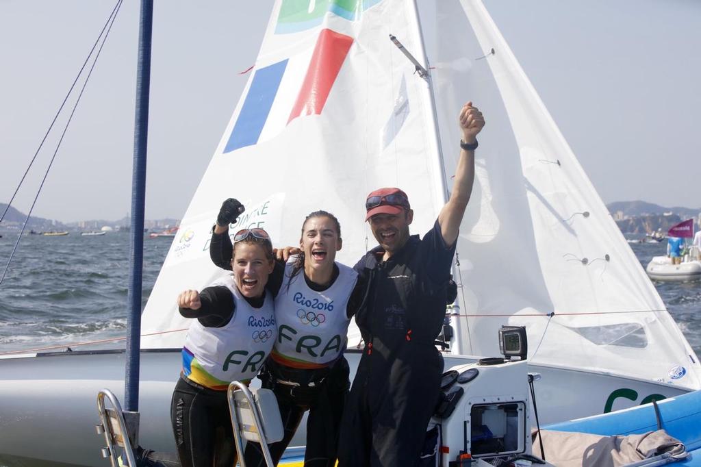 Bronze for Camille Lecointre and Helene Defrance (FRA) in the Women's 470 at the Rio 2016 Olympic Sailing Competition photo copyright Sailing Energy/World Sailing taken at  and featuring the  class