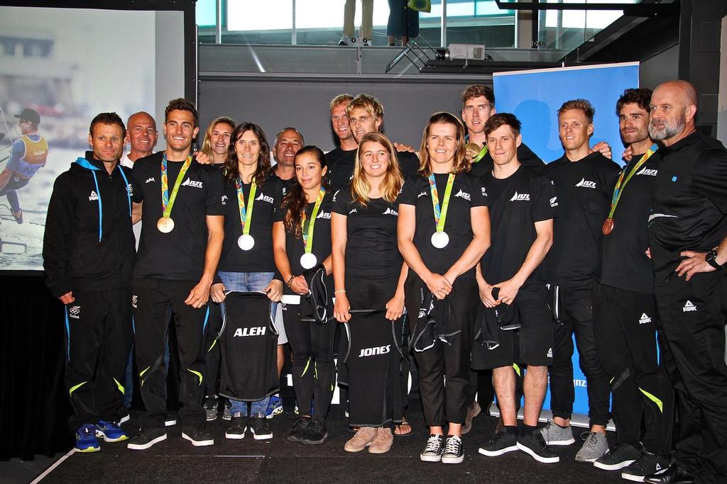 NZ Sailing Olympic Team with coaches - Olympics 2016 - Day 12 - Auckland - NZ Sailors return home - August 24, 2016 photo copyright Richard Gladwell www.photosport.co.nz taken at  and featuring the  class