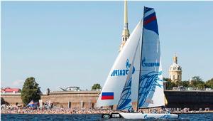 Act 6, Saint Petersburg 2015 - Day four - Gazprom Team Russia – Joining the fleet as the wildcard team is home-team Gazprom Team Russia, led by 2016 World Match Racing Tour champion, Phil Robertson. photo copyright Lloyd Images taken at  and featuring the  class