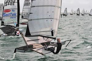 Robert Greenhalgh starting at the Committee Boat end during the International Moth UK Nationals in Weymouth - he's leading the event by 1 point at this time. photo copyright Mark Jardine taken at  and featuring the  class