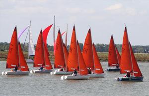 Squib Class close racing in lighter airs on Monday - 2016 Burnham Week photo copyright Sue Pelling http://www.royalcorinthian.co.uk taken at  and featuring the  class