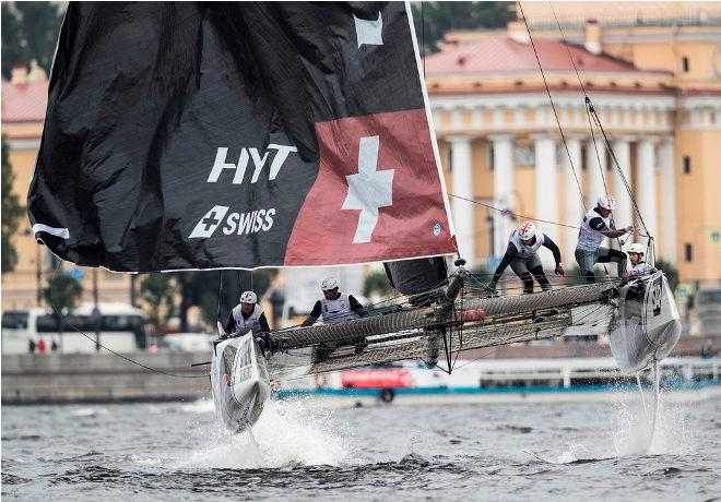 Act 5, Extreme Sailing Series Saint Petersburg – Day 1 – Alinghi took three race wins on the opening day of racing in St Petersburg, Russia. © Lloyd Images