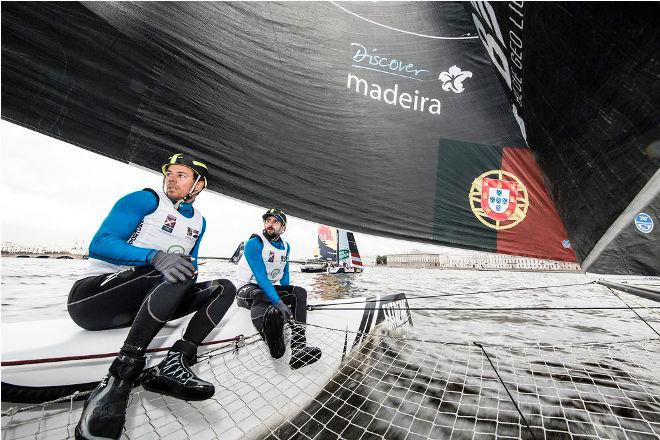 Act 5, Extreme Sailing Series Saint Petersburg – Day 4 – Local team Sail Portugal - Visit Madeira is skippered by Diogo Cayolla, who has represented Portugal in three Olympic Games in three different classes. © Lloyd Images
