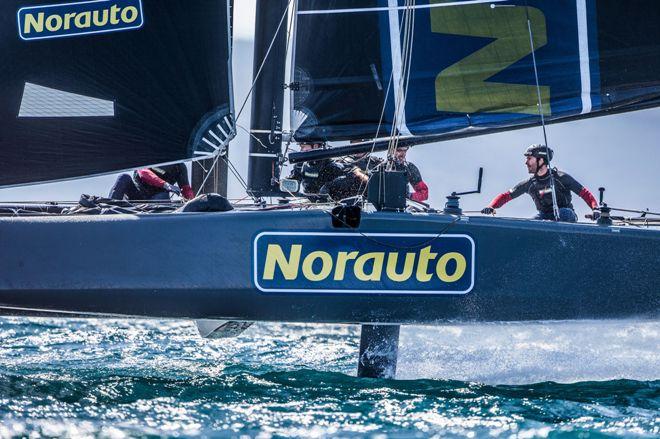 The French-flagged sailing team NORAUTO powered by Groupama Team France, will join the Extreme Sailing Series™ fleet at the penultimate event of the year in Lisbon. © Jesus Renedo / GC32 Racing Tour