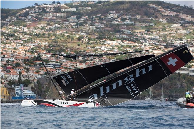 Red Bull Sailing Team collides with Alinghi - Extreme Sailing Series © Lloyd Images