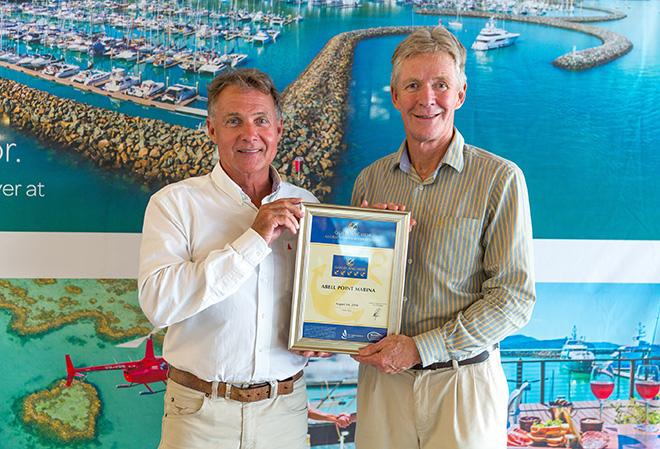 Paul Darrouzet, Owner, Abell Point Marina (l) receiving the Gold Anchor accreditation from Colin Bransgrove, MIA. © Christine Roberts