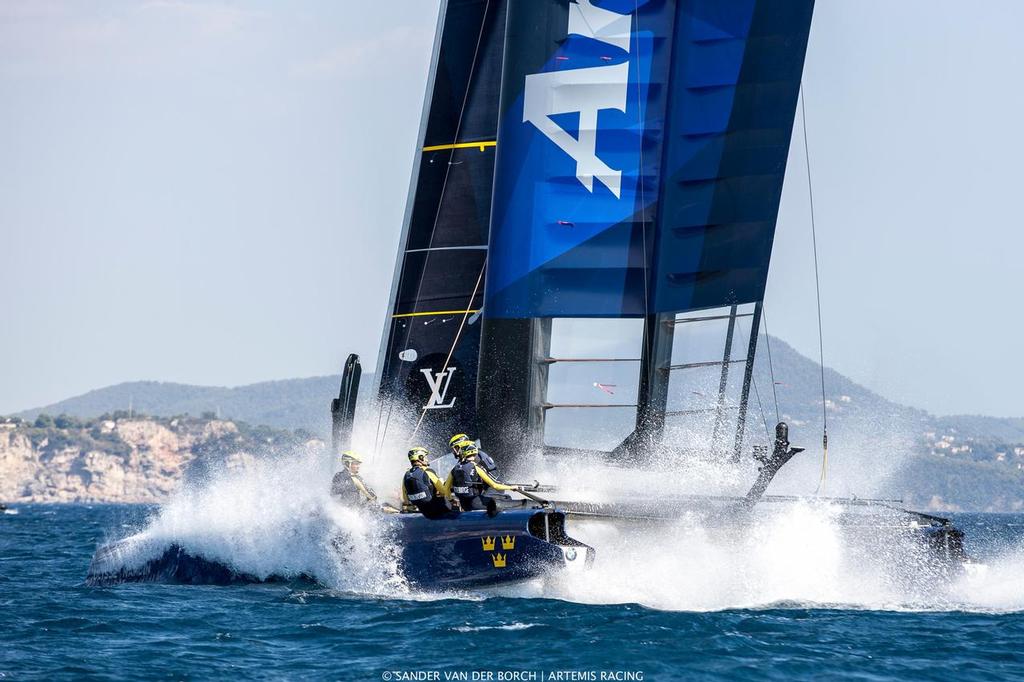 Artemis Racing getting ready for the Louis Vuitton America's Cup World Series event in Toulon in the AC45 One Design. photo copyright ACEA / Ricardo Pinto http://photo.americascup.com/ taken at  and featuring the  class
