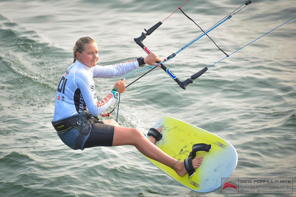 US foil sensation Daniela Moroz challenging for top spot - 2016 IKA Formula Kite (Foil) World Championships—Day Five photo copyright Alexandru Baranescu taken at  and featuring the  class