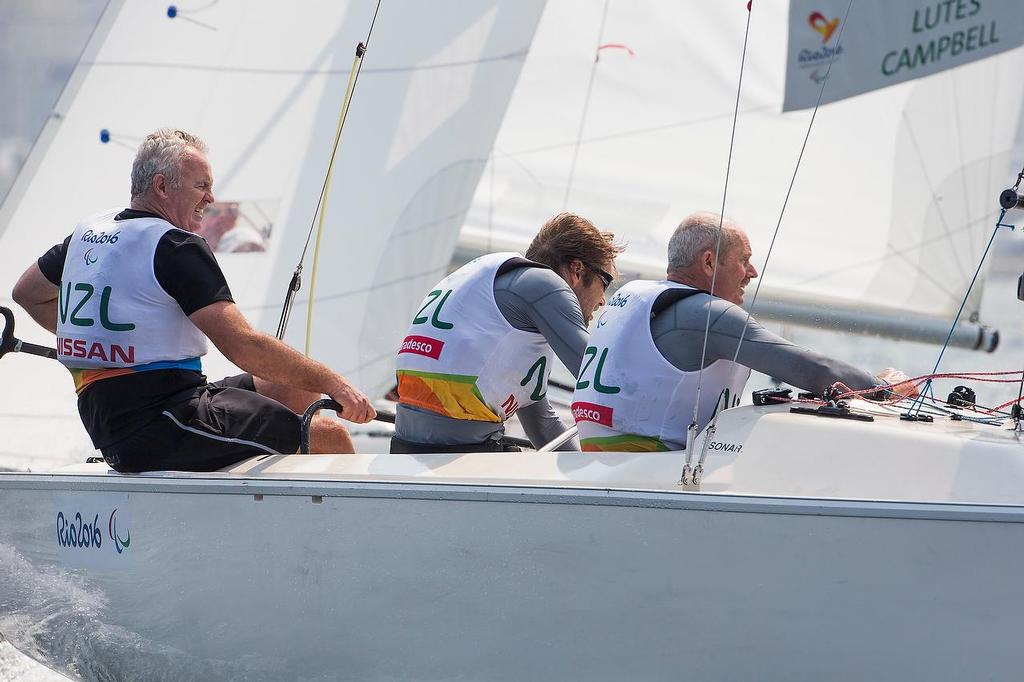 Rick Dodson, Chris Sharp and Andrew May (NZL) - Sonar - 2016 Paralympics - Day 3, September 16, 2016 photo copyright Richard Langdon / World Sailing taken at  and featuring the  class