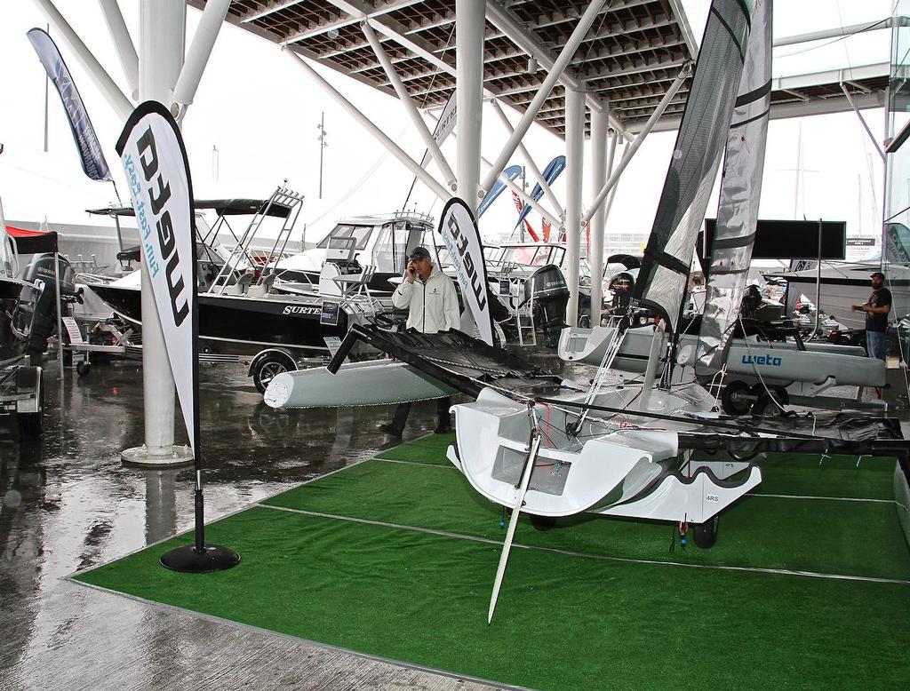 The Weta on display at the 2016 Auckland On the Water Boat Show. The Paralympians are test sailing a standard boat. photo copyright Richard Gladwell www.photosport.co.nz taken at  and featuring the  class