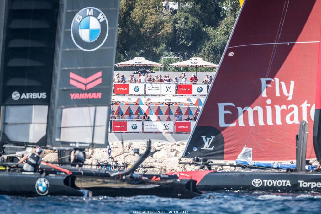 Oracle Team USA and Emirates Team NZ - Toulon (FRA) - 35th America's Cup Bermuda 2017 - Louis Vuitton America's Cup World Series Toulon - Racing Day 2 photo copyright ACEA / Ricardo Pinto http://photo.americascup.com/ taken at  and featuring the  class