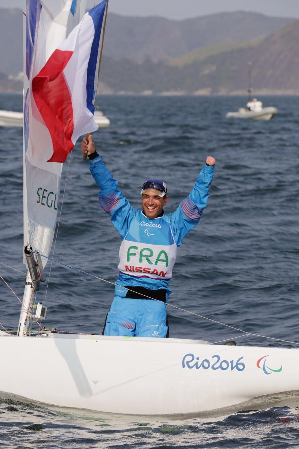 Seguin celebrates - Norlin OD 2.4 - 2016 Paralympics - Day 6, September 18, 2016 photo copyright Richard Langdon / World Sailing taken at  and featuring the  class