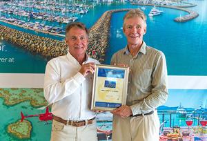Paul Darrouzet, Owner, Abell Point Marina (l) receiving the Gold Anchor accreditation from Colin Bransgrove, MIA. photo copyright Christine Roberts taken at  and featuring the  class