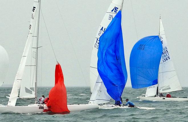 It doesn't always go to plan for Yandoo XX with Fifteen+ and Rapscallion also in frame - 2016 Etchells Queensland State Championship © Beryl Roberts