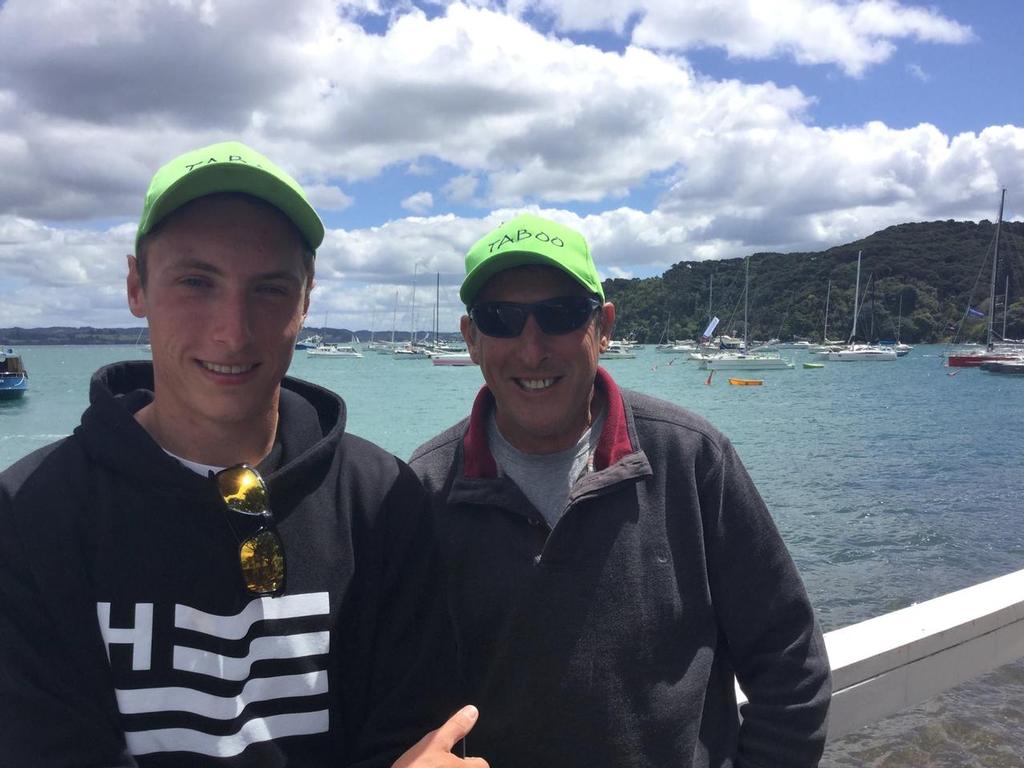 19yr old Harrison McKenzie (left) winner of the Multihull event - 2016 PIC Coastal Classic - a boat he built himself photo copyright PIC Coastal Classic http:www.coastalclassic.co.nz taken at  and featuring the  class