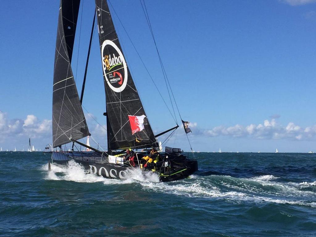 Current race leader, Hugo Boss now leads that 29 strong Vendee Globe fleet after Day 1 © Alex Thomson Racing