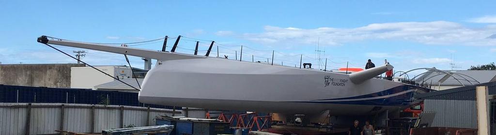 Breaking cover for the first time.............our 98ft maxi leaves the yard at Southern Ocean Boats in Tauranga New Zealand, and heading for a launching in a couple of days time. photo copyright Bakewell-White Yacht Design www.bakewell-white.com/ taken at  and featuring the  class