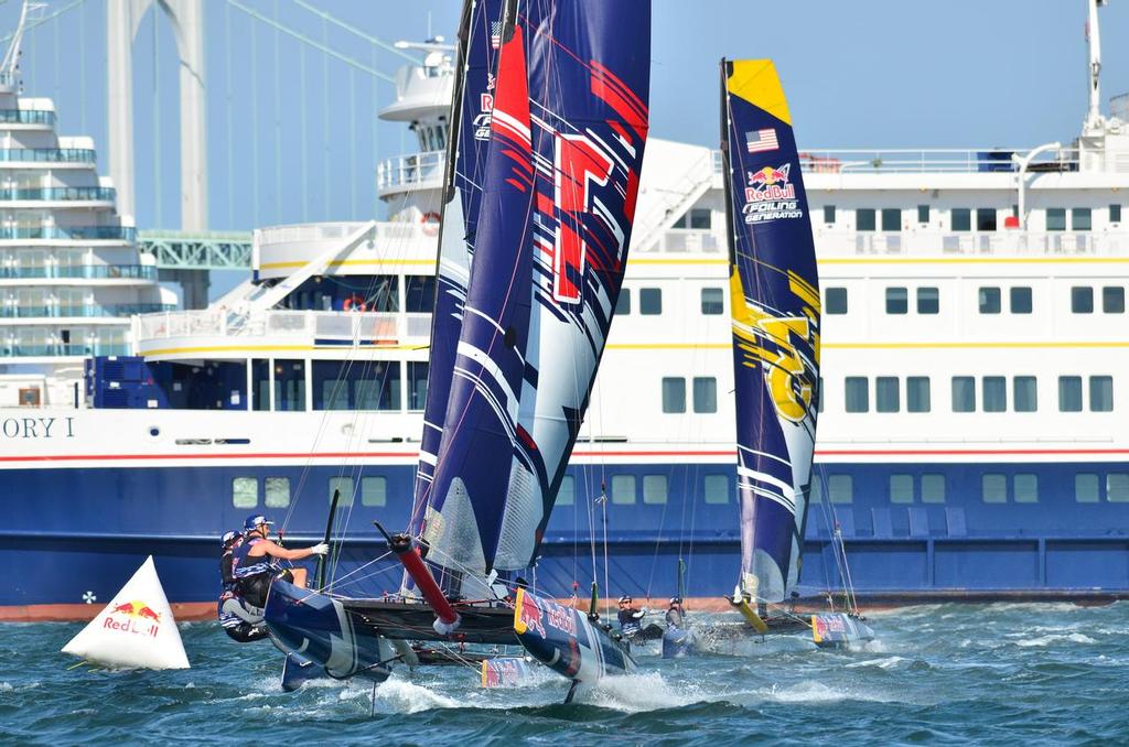 One of Sunday's chaotic starts - Red Bull Foiling Generation USA Championships 2016 © John Lincourt