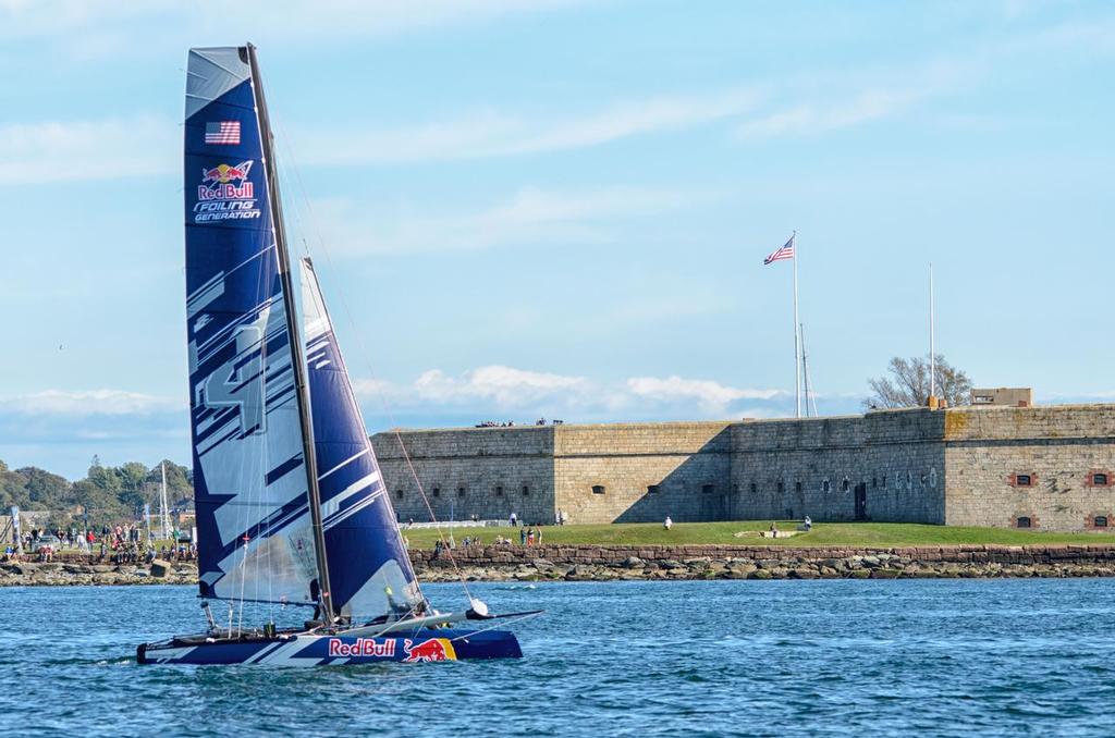 Ghosting along in front of Ft Adams - Red Bull Foiling Generation USA Championships 2016 © John Lincourt