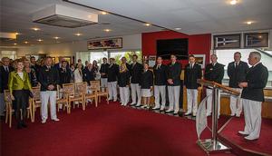 The National Anthem is sung by the RPYC Committee and Her Excellency,  the Honourable Kerry Sanderson AC, the Governor of WA. photo copyright  John Curnow taken at  and featuring the  class