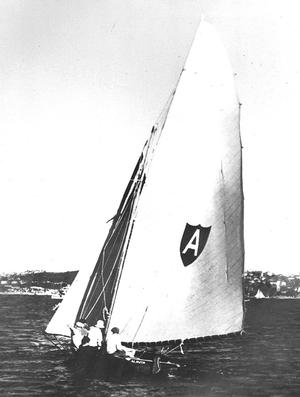 Alf's ALRUTH in action in the 1950s photo copyright Frank Quealey /Australian 18 Footers League http://www.18footers.com.au taken at  and featuring the  class