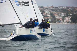 Tom Grimes and Will Dargaville fight it out during the Sharp AYMRC  - 2016 Sharp Australian Youth Match Racing Championship photo copyright CYCA Hamish Hardy taken at  and featuring the  class