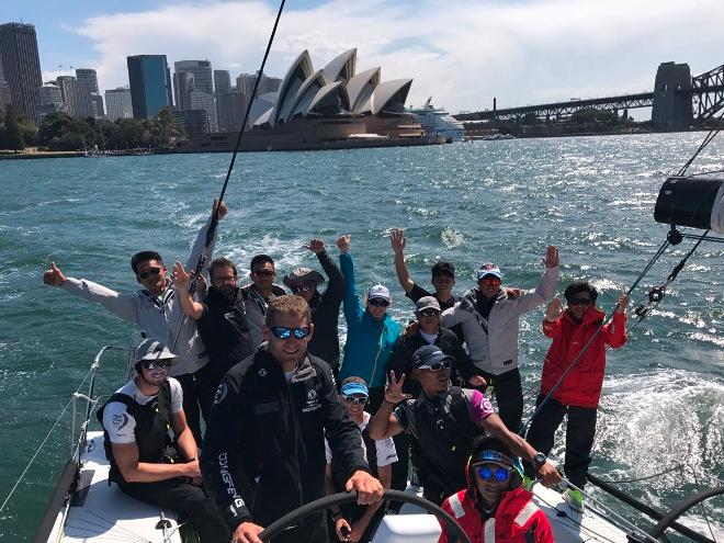 Charles Caudrelier and some potential crew members of the new Dongfeng Race Team that will contest the 2017/18 Volvo Ocean Race is to compete in this year’s Rolex Sydney Hobart classic in partnership with China’s UBOX sailing project.<br />
<br />
 © Dongfeng Race Team