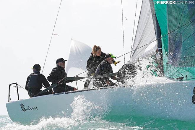 Conor Clarke's Embarr IRL829 with Stuart McNay helming on the ocean waves in Miami - 2016 Melges 24 World Championship - Miami -  Day 2 ©  Pierrick Contin http://www.pierrickcontin.fr/