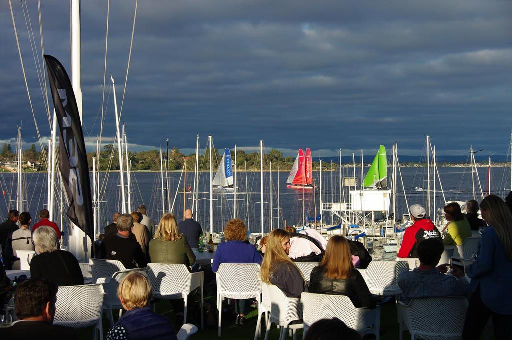 Great viewing of the large screen and Freshwater Bay from the Club - Tune in to watch the M32 & IRC Big Boat Arena Racing at RFBYC photo copyright Susan Ghent taken at  and featuring the  class