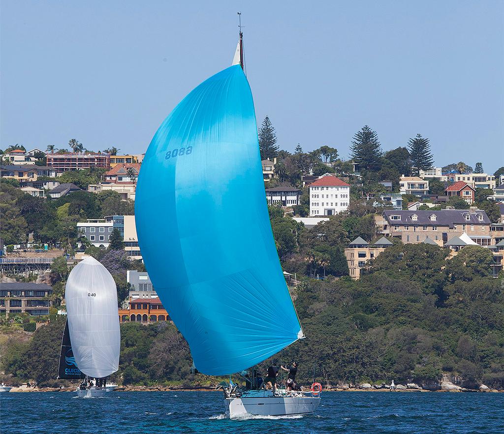 Flying Cloud ahead of Outlaw after coming around Shark Island. - 25th Beneteau Cup ©  John Curnow