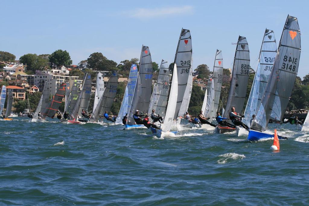 With 33 Cherubs on the start line there was close racing throughout the fleet - 2016-17 Ronstan Cherub NSW State Championships Round Two © Carol Stephenson