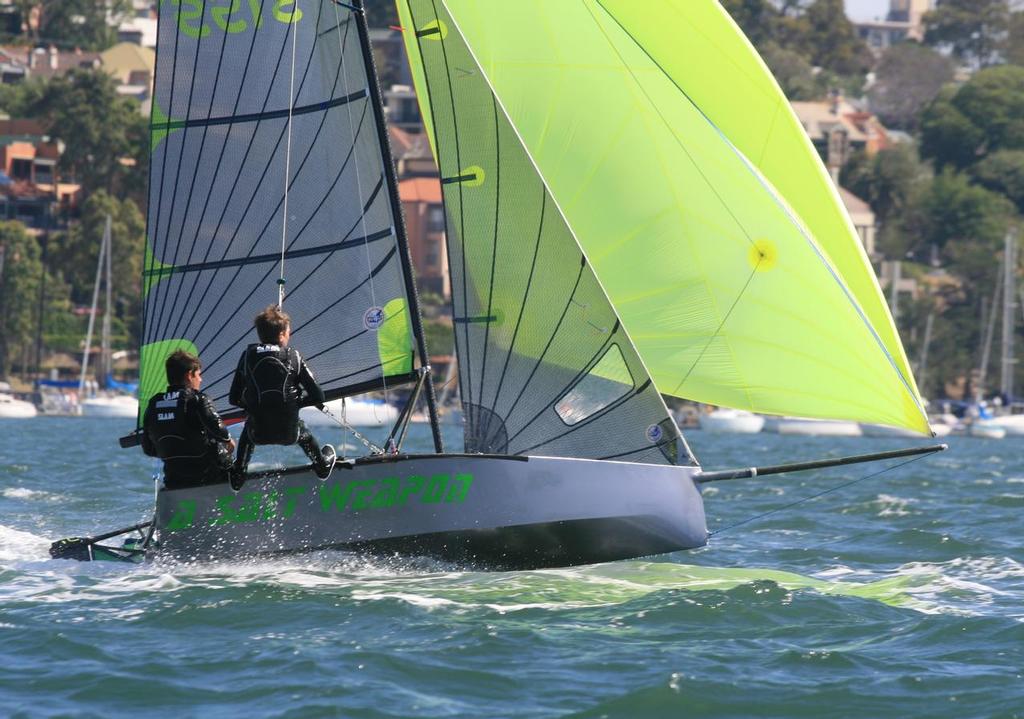 Gordon Marr and Rupert McEvoy sit in third place in the Cadet Division after the first two rounds of the series. - 2016-17 Ronstan Cherub NSW State Championships Round Two photo copyright Carol Stephenson taken at  and featuring the  class