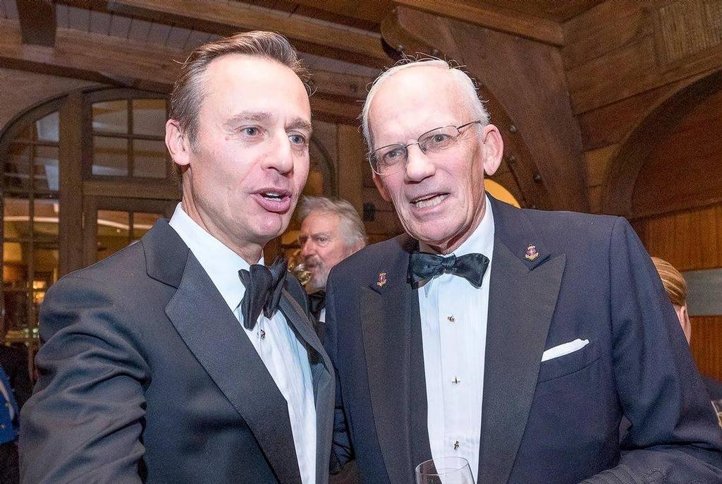 Ernesto Bertarelli with former NYYC commodore Dyer Jones. Dyer is the immediate past Chairman of the Selection Committee of the America's Cup Hall of Fame - America's Cup Hall of Fame Awards - November 2016, New York Yacht Club Model Room photo copyright Carlo Borlenghi http://www.carloborlenghi.com taken at  and featuring the  class