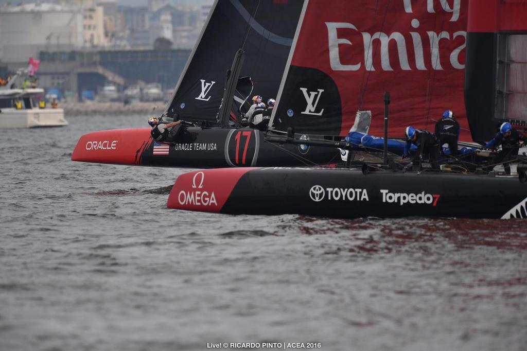 Oracle Team USA and Emirates Team NZ - Fukuoka (JPN) - 35th America&rsquo;s Cup 2017 - Louis Vuitton America&rsquo;s Cup World Series Fukuoka photo copyright ACEA / Ricardo Pinto http://photo.americascup.com/ taken at  and featuring the  class