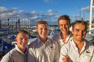 Harry Price, Harry Morton, Sam Ellis, Jack Hubbard back ashore at their home club - CYCA - Musto International Youth Match Racing Championships photo copyright  John Curnow taken at  and featuring the  class