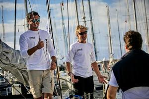 Ben Harris and James Heald saying farewell before the start - RORC Transatlantic Race photo copyright RORC / James Mitchell taken at  and featuring the  class