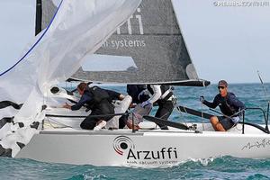 Gian Luca Perego_s Maidollis 3 ITA822 with Carlo Fracassoli helming - 2016 Melges 24 World Championship - Miami - Day 3 photo copyright  Pierrick Contin http://www.pierrickcontin.fr/ taken at  and featuring the  class
