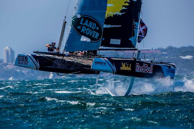 Act 8, Extreme Sailing Series Sydney 2016 – Day 1 – Red Bull Sailing Team took the first race win of the day on the opening day © Jesus Renedo / Lloyd images